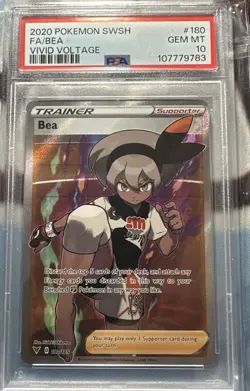 PSA 10 Gem Mint Full Art Bea - 2020 SWSH Vivid Voltage 180/185 Pokemon Card - Image 1