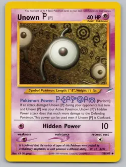 Unown [P] 58/105 Uncommon Neo Destiny Pokemon Unlimited Lightly Played - Image 1