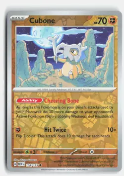 Cubone 104/165 Common 151 Pokemon Reverse Holo Near Mint - Image 1