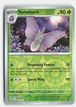 Venomoth 049/165 Uncommon 151 Pokemon Reverse Holo Near Mint - Image 1
