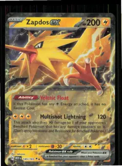 Zapdos ex 145/165 Double Rare 151 Pokemon Near Mint - Image 1
