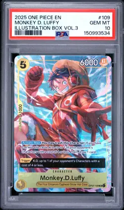 PSA 10 GEM MINT Monkey D. Luffy OP07-109 One Piece Promos PSA 10 - Image 1