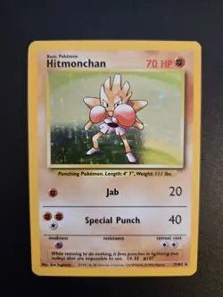 Pokemon TCG Cards Hitmonchan 7/102 Base Set Holo Rare LP - Image 1