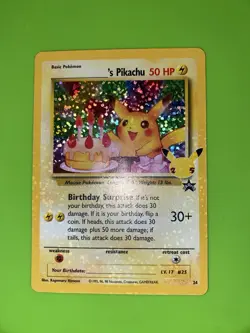 WotC Promo Birthday Pikachu #25 Holo Promo _____’s Pikachu NM Celebrations - Image 1