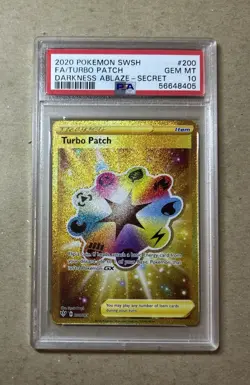 2020 Pokemon Darkness Ablaze Turbo Patch Trainer Holo Card #200 PSA 10 - Image 1