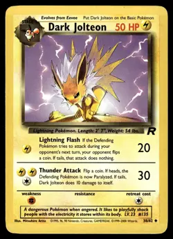 Dark Jolteon 38/82 Uncommon Team Rocket Pokemon Unlimited Moderately Played - Image 1