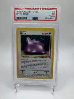 1999 POKEMON FOSSIL #18 DITTO PSA 5 - Image 1