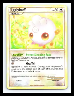 💥 2010 Pokemon TCG HeartGold SoulSilver Igglybuff Regular Non-Holo 44/123 - Image 1