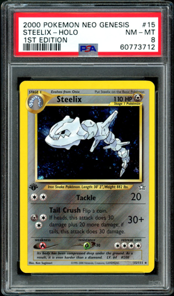 Pokemon Neo Genesis Steelix Holo Rare 2000 #15/111 1st Edition PSA 8 NM MT - Image 1