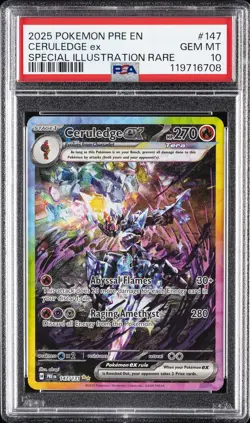 2025 POKEMON PRE EN-PRISMATIC EVOLUTIONS #147 CERULEDGE EX PSA 10 - Image 1