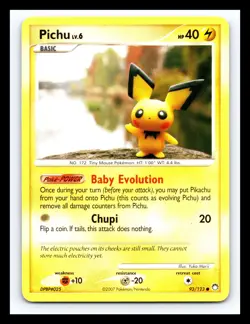 💥 PICHU 2007 Pokemon Diamond & Pearl Mysterious Treasures Non Holo # 93/123 - Image 1