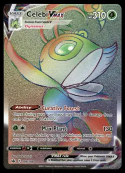 Pokemon Cards Celebi VMAX 199/198 Chilling Reign Rainbow Rare NM - Image 1