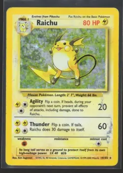 Pokemon Raichu Holo Rare 14/102 1999 Unlimited Pokemon TCG Raw Card - Image 1