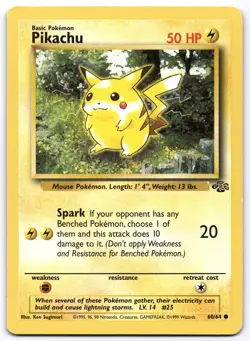Pikachu 60/64 Jungle Pokemon Card Vintage WOTC | LP - Image 1