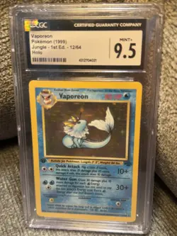 Pokemon Vaporeon Jungle Unlimited Holo Rare #12 CGC 9.5 - Image 1
