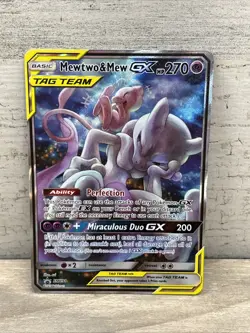 Pokemon Mewtwo & Mew GX TAG TEAM Promo SM191 DMG - Image 1
