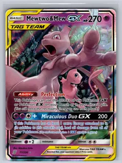 Mewtwo & Mew GX 71/236 Holo GX Rare Unified Minds Pokemon Near Mint - Image 1