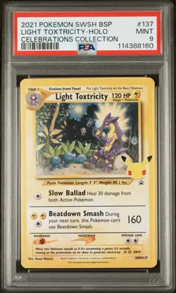 2021 Pokemon SWSH Promo Celebrations Light Toxtricity Holo PSA 9 ON HAND! - Image 1