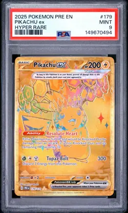 PSA 9 PIKACHU EX 179/131 HYPER RARE PRISMATIC EVOLUTIONS POKEMON 😍 - Image 1