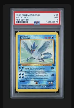 Pokemon 1999 Fossil ARTICUNO 1st Edition #17 PSA 7 RARE NEW CERT - Image 1