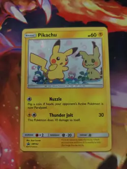 2019 Pokemon Sun & Moon Promo Holofoil Pikachu SM162 - LP with Partial SWIRL!!!! - Image 1