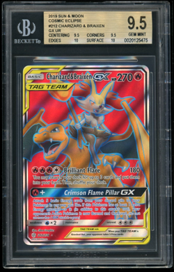2019 Pokemon Sun & Moon Cosmic Eclipse Charizard & Braixen GX UR BGS 9.5 - Image 1