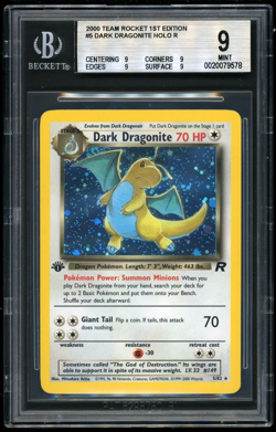 2000 Pokemon Team Rocket 1st Edition #5 Dark Dragonite Holo R BGS 9 *SWIRL* - Image 1