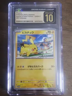 CGC Pristine 10 Pokemon 2023 JPN Pikachu 120/SV-P Scarlet & Violet Gift Promo - Image 1