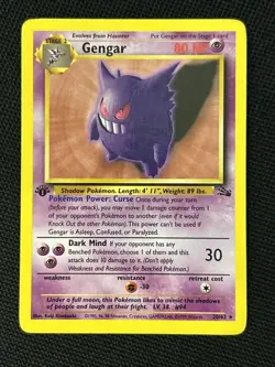 Pokemon Gengar 20/62 (1st Edition) Fossil - Image 1
