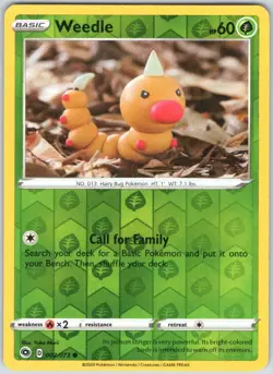Weedle 002/073 Common Champion's Path Pokemon Reverse Holo NM - Image 1