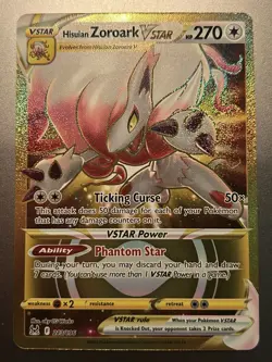 Hisuian Zoroark VSTAR 213/196 Gold Holo Full Art Secret Rare Pokemon Lost Origin - Image 1