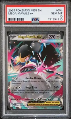 2025 POKEMON MEG EN-MEGA EVOLUTION #094 MEGA MAWILE ex PSA 10 (710 - Image 1