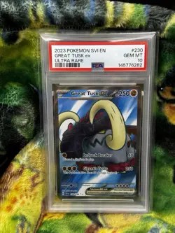 Pokemon Great Tusk ex #230 PSA 10 Scarlet Violet Ultra Rare Full Art Holo - Image 1