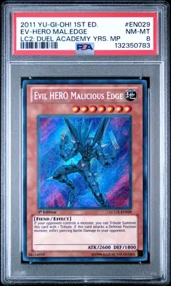 2011 YU-GI-OH! LEGENDARY COLLECTIONST 1ST ED EVIL HERO MALICIOUS EDGE PSA 8 - Image 1