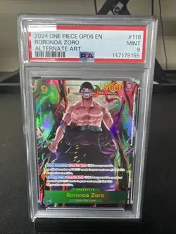 PSA 9 Roronoa Zoro OP06-118 One Piece SEC ALT ART Wings Of The Captain 2023 - Image 1