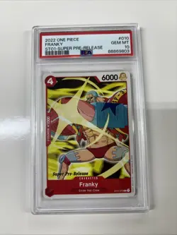 2022 ONE PIECE SUPER PRE RELEASE ST01-010 FRANKY PSA 10 GEM MINT - Image 1