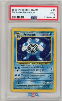 1999 POKEMON BASE SET UNLIMITED #13 POLIWRATH-HOLO PSA 9 - Image 1