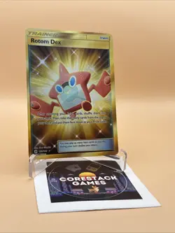 Rotom Dex 159/149 Pokemon Card TCG - SM Base Set Secret Rare - Gold Holo (LP) - Image 3