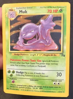 Muk 13/62 1999 Fossil Set Pokemon Card TCG Vintage WOTC Nintendo Holo Rare - Lp - Image 2