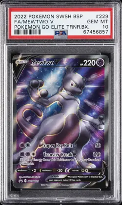 2022 POKEMON SWSH BLACK STAR PROMO #229 FULL ART/MEWTWO V PSA 10 - Image 1