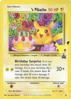 Pokemon TCG Wotc Promo Birthday Pikachu 24/53 Holo Promo English 50 HP - Image 1