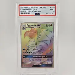 2019 POKEMON SUN & MOON UNIFIED MINDS DRAGONITE GX SECRET 248 FULL ART - PSA 9 - Image 1