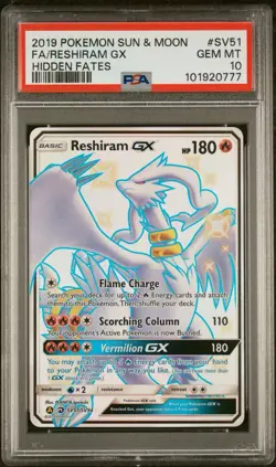 Pokemon TCG PSA 10 Reshiram GX Hidden Fates Shiny Vault SV51/SV94 777 CERT! - Image 1