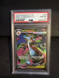 2025 Pokemon Phantasmal Flames Mega Charizard X ex Full Art #109 PSA 10 - Image 1