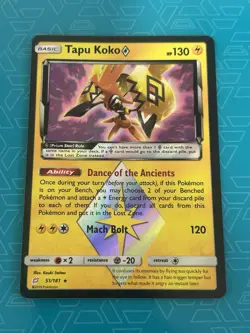 Pokemon TCG Tapu Koko 51/181 Rare Holo Sun & Moon Team Up (441) - Image 1