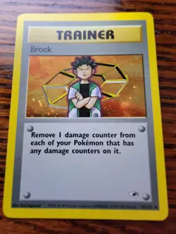 Pokemon Brock Trainer Card Gym Heroes Holographic Rare 15/132 WoTC Holo MP - Image 1