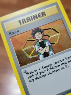 Pokemon Brock Trainer Card Gym Heroes Holographic Rare 15/132 WoTC Holo MP - Image 3