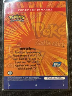 Pokemon Marill Pop-Up Card TV Animation 3-Topps 2000-N MINT/MINT - Image 2