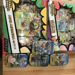 Pokemon Ascended Heroes Bundle 4 tins , Mega Mega Emboar Ex and pin collection - Image 2
