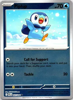Pokemon Piplup ME02: Phantasmal Flames PFL REVERSE HOLO 027/094 NM TCG - Image 1